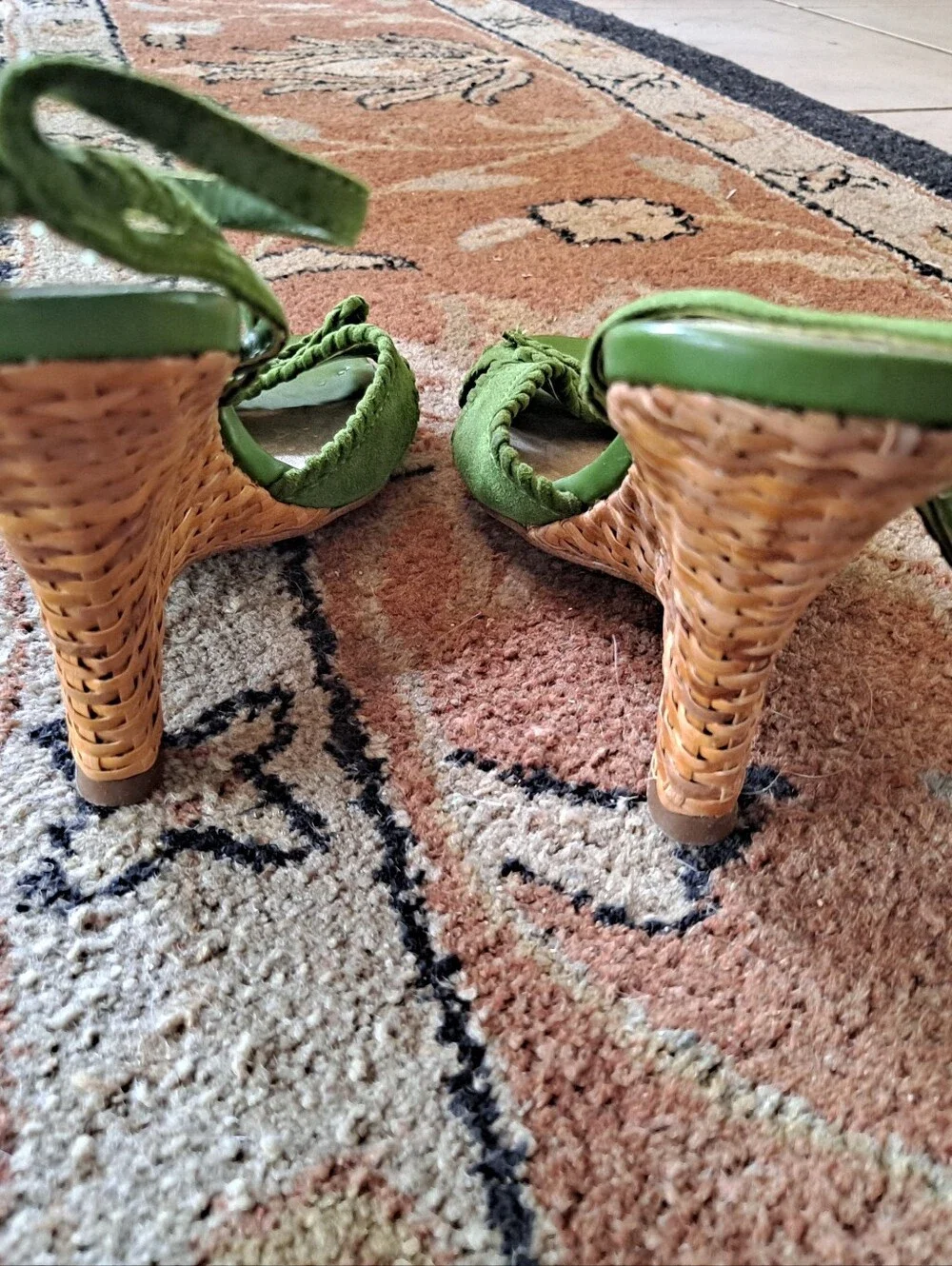 Franco Sarto Green Braided Wedge Sandals